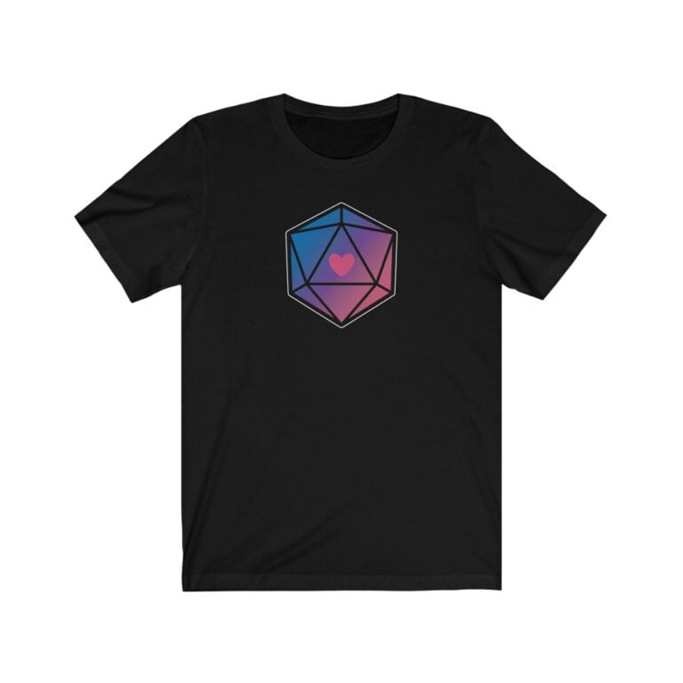 d20 Bisexual “Proud Hearts” Dice T-Shirt