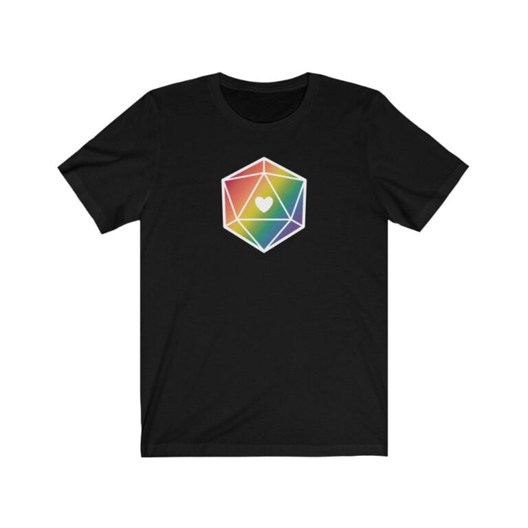 d20 LGTBQ+ “Proud Hearts” Dice T-Shirt