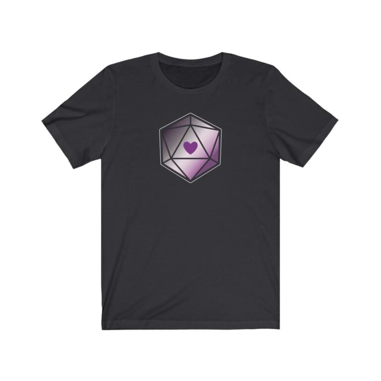 d20 Asexual “Proud Hearts” Dice T-Shirt