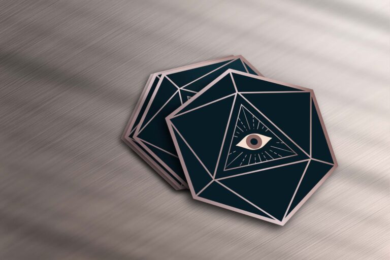 d20 All-Seeing Eye Dice Sticker | Matte Indigo