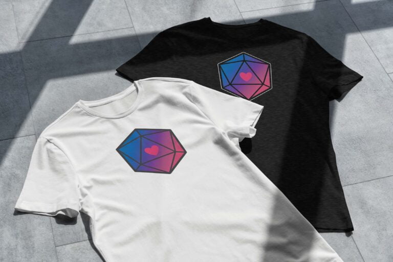 d20 Bisexual “Proud Hearts” Dice T-Shirt