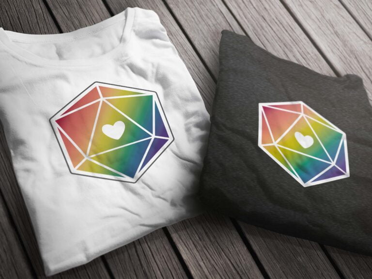 d20 LGTBQ+ “Proud Hearts” Dice T-Shirt