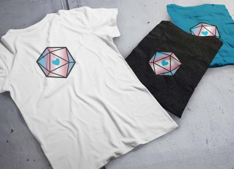 d20 Transgender “Proud Hearts” Dice T-Shirt