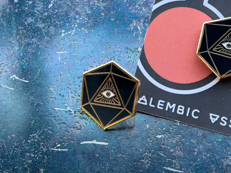 d20 All-Seeing Eye Hard Enamel Pin