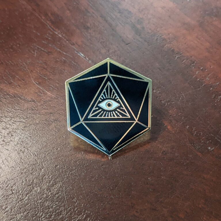 d20 All-Seeing Eye Hard Enamel Pin