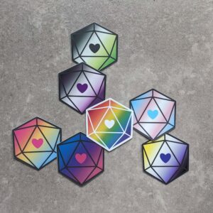 d20 "Proud Hearts" Dice Stickers