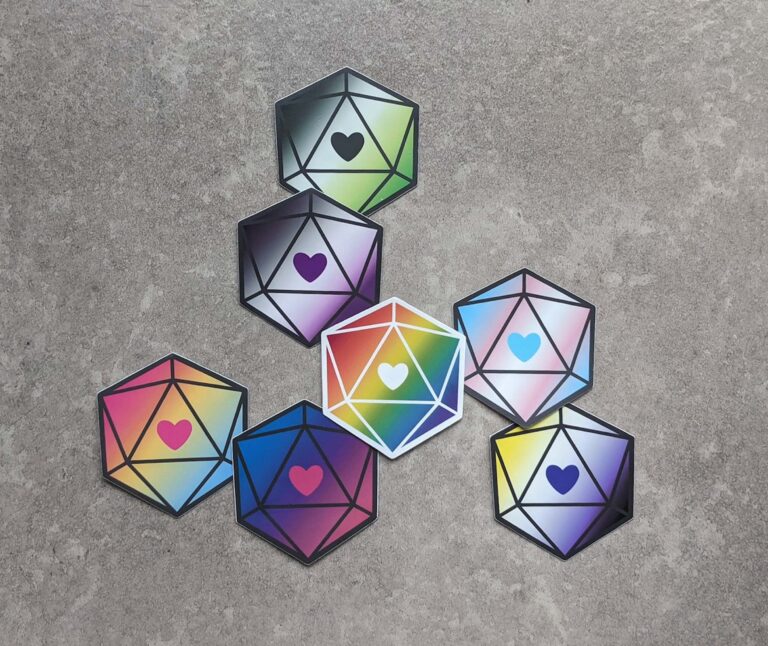 d20 “Proud Hearts” Dice Stickers